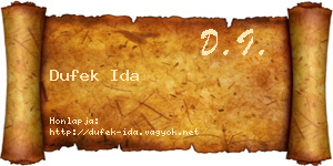 Dufek Ida névjegykártya