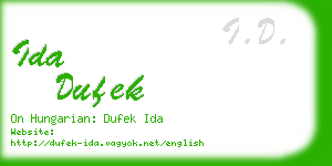 ida dufek business card